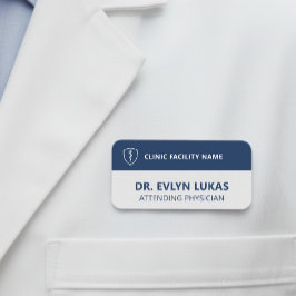 Medical Name Tag | Navy Blue Rod of Asclepius ID 名札