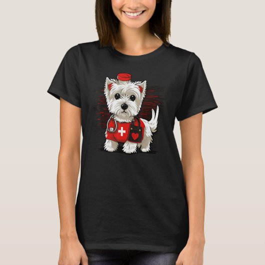 Medical Nursing West Highland White Terrier on Nur Tシャツ (正面)