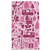 Medical Patternかわいいピンクのナースの博士 スモールペーパーバッグ (裏面)