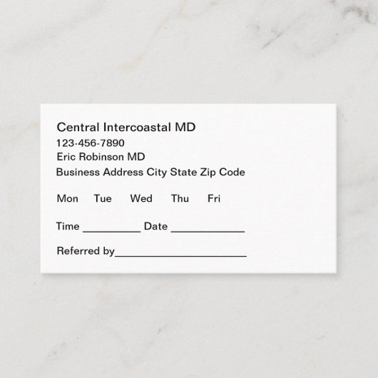 Medical Physician Office Appointment Cards 予約カード (正面)