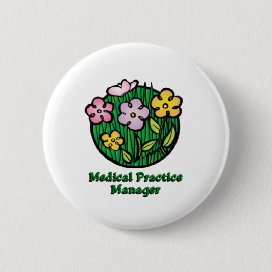 Medical Practice Manager開花 缶バッジ (正面)
