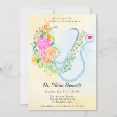 Medical School Graduation Roses with Stethoscope  招待状 (正面)