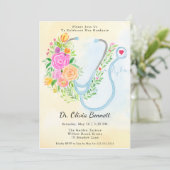 Medical School Graduation Roses with Stethoscope  招待状 (スタンド正面)