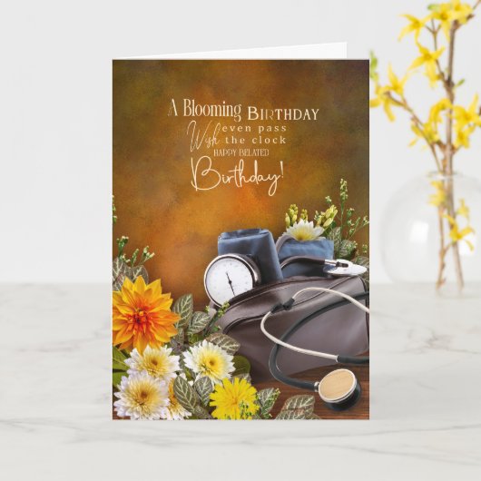 Medical Theme Belated Birthday Card カード (黄色い花)