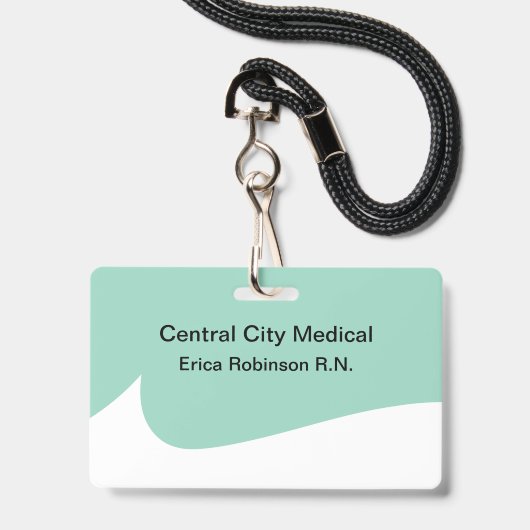 Medical Theme Budget Modern Staff Name Badges バッジ (正面（ネックストラップ付）)