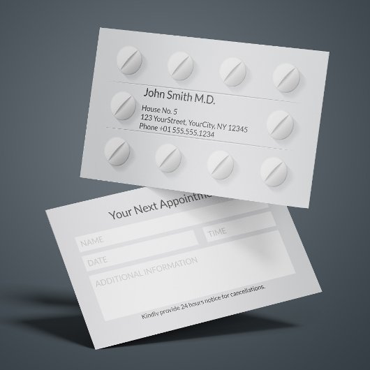 Medical White Clean Tablet Box Pills Professional 予約カード