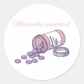 Medically Regulated Cute Pink Pill Bottle Girly ラウンドシール (正面)
