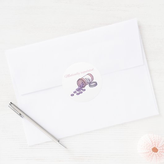 Medically Regulated Cute Pink Pill Bottle Girly ラウンドシール (封筒)