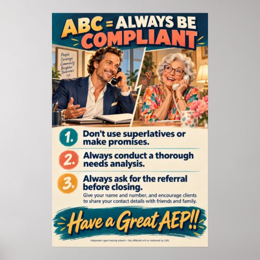 Medicare Sales Floor Poster ABC 遵守を忘れずに ポスター (正面)