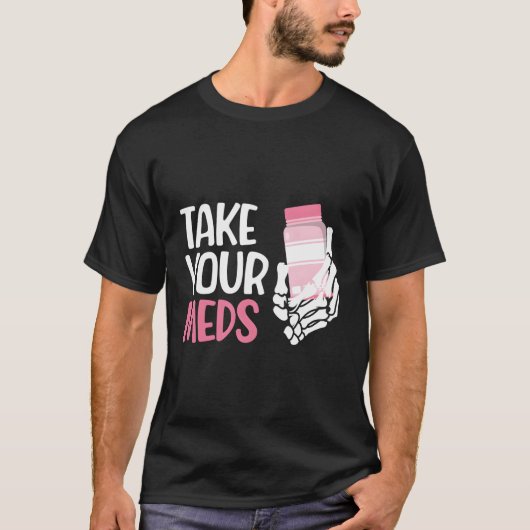 Medicine薬の薬を飲むMed Aide薬 Tシャツ (正面)