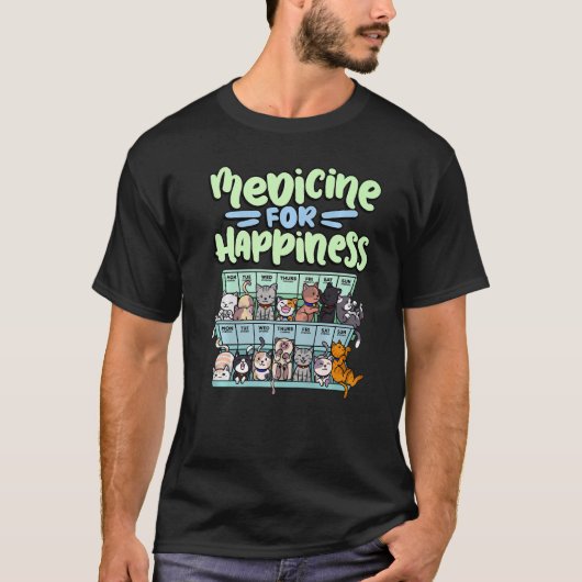 medicine for happiness pill box animals cat breeds tシャツ (正面)