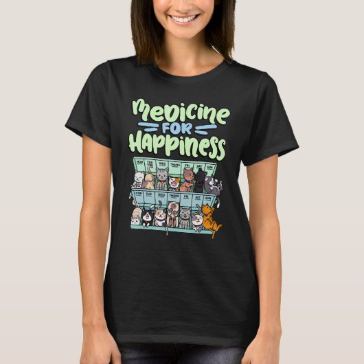 medicine for happiness pill box animals cat breeds tシャツ (正面)