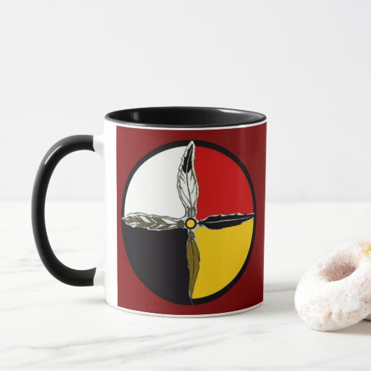 Medicine Wheel Cross Native American Coffee Mug マグカップ (ドーナツ)