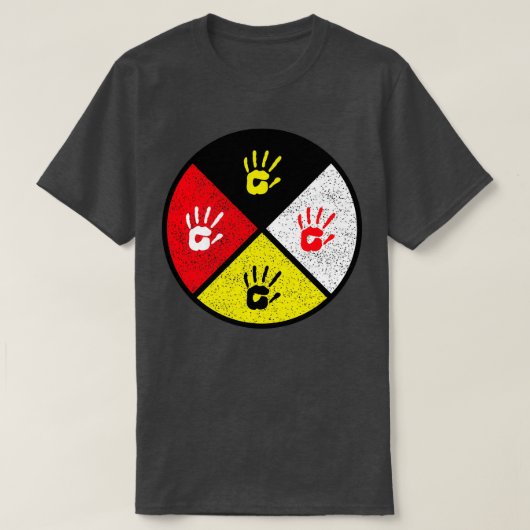 medicine wheel Red Hand Tシャツ (デザイン正面)