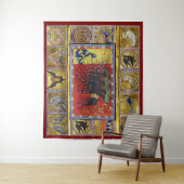 MEDIEVAL BESTIARY,BLACK HEDGEHOG KING and ANIMALS  タペストリー (インサイチュ)