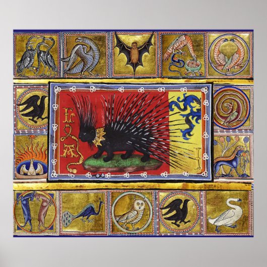 MEDIEVAL BESTIARY,BLACK HEDGEHOG KING and ANIMALS  ポスター (正面)