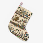 MEDIEVAL BESTIARY MAKING MUSIC Violinist Lion,Hare スモールクリスマスストッキング (正面 (吊り時))