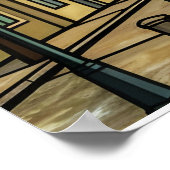 Medieval Castle over Canal Stained Glass Art Illus ポスター (角)