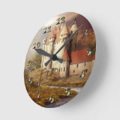 Medieval Castle River Run ラウンド壁時計 (傾斜)
