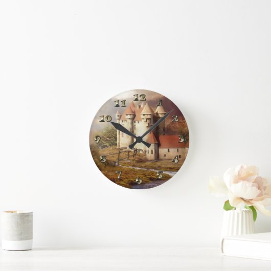 Medieval Castle River Run ラウンド壁時計 (ホーム)