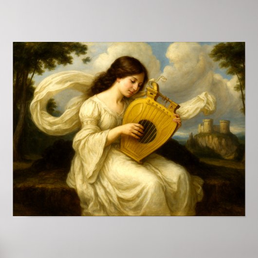 Medieval Castle Woman With Lyre ポスター (正面)