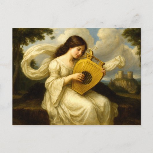 Medieval Castle Woman With Lyre ポストカード (正面)