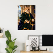 Medieval Cat Knight Fantasy Art Poster ポスター (ホームオフィス)