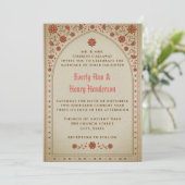 Medieval Elegant Terracotta Floral Wedding  招待状 (スタンド正面)