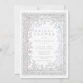 Medieval Fantasy Arch Blue Gold Bridal Shower 招待状 (正面)