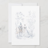 Medieval Fantasy Arch Blue & Gold Etching Wedding 招待状 (裏面)