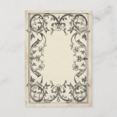 Medieval Fantasy Black Vintage Etching Wedding エンクロージャーカード (裏面)