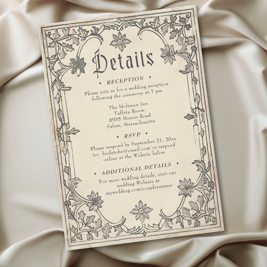 Medieval Fantasy Black Vintage Etching Wedding エンクロージャーカード