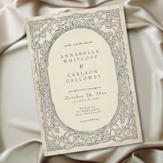 Medieval Fantasy Black Vintage Etching Wedding 招待状