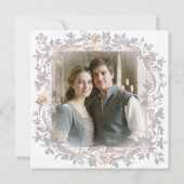 Medieval Fantasy Frame Blue Gold Etching Photo セーブザデート (裏面)