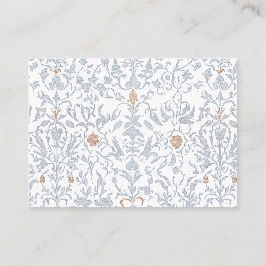 Medieval Fantasy Frame Blue Gold Etching Wedding エンクロージャーカード (裏面)