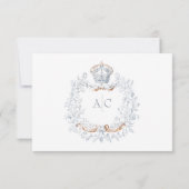 Medieval Fantasy Frame Blue Gold Etching Wedding 出欠カード (裏面)