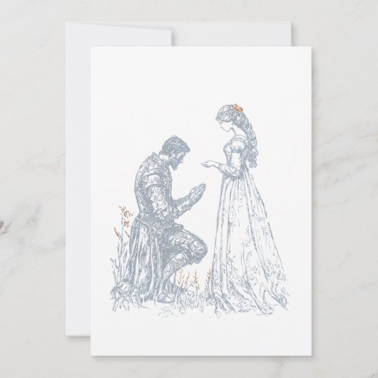 Medieval Fantasy Frame Blue & Gold Etching Wedding 招待状 (裏面)