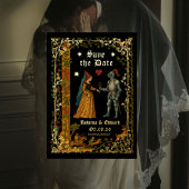 Medieval Fantasy Knight and Lady Save the Date 箔招待状