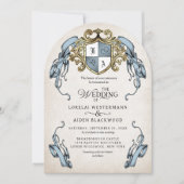 Medieval Fantasy Monogram Crest Wedding 招待状 (正面)