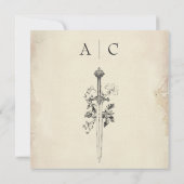 Medieval Fantasy Vintage Black Etching Wedding セーブザデート (裏面)