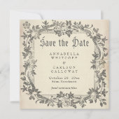 Medieval Fantasy Vintage Black Etching Wedding セーブザデート (正面)