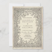 Medieval Fantasy Vintage Black Etching Wedding 招待状 (正面)