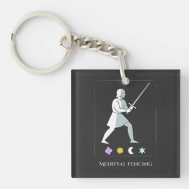 Medieval Fencing – Knight Stance Minimalist Design キーホルダー