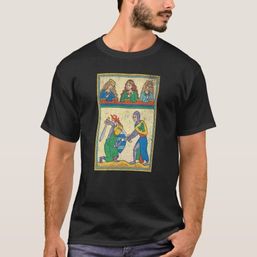 Medieval Fight Retro Tarot Card medieval Cool Vint Tシャツ (正面)