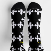Medieval France Heraldic Print Monochromatic Art ソックス (上部)
