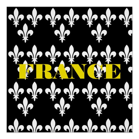 Medieval France Heraldic Print Monochromatic Art ポスター (正面)