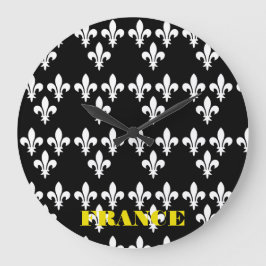 Medieval France Heraldic Print Monochromatic Art ラージ壁時計