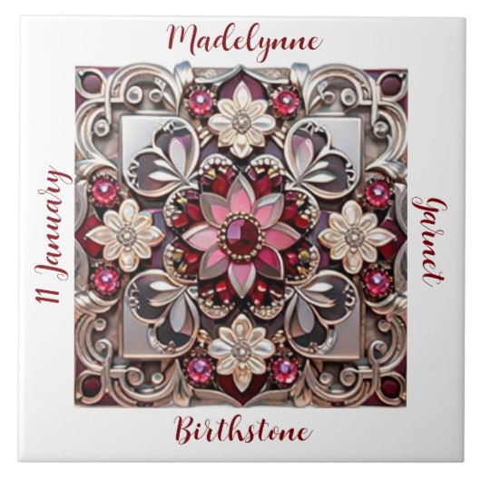 Medieval Garnet Crest Birthstone タイル (正面)