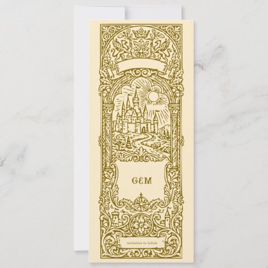 Medieval Gold Wedding Bookmark Save The Date 招待状 (裏面)