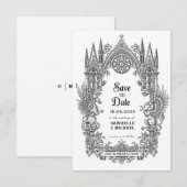 Medieval Gothic Dragon Griffin Black Etching Save  セーブザデート (正面/裏面)